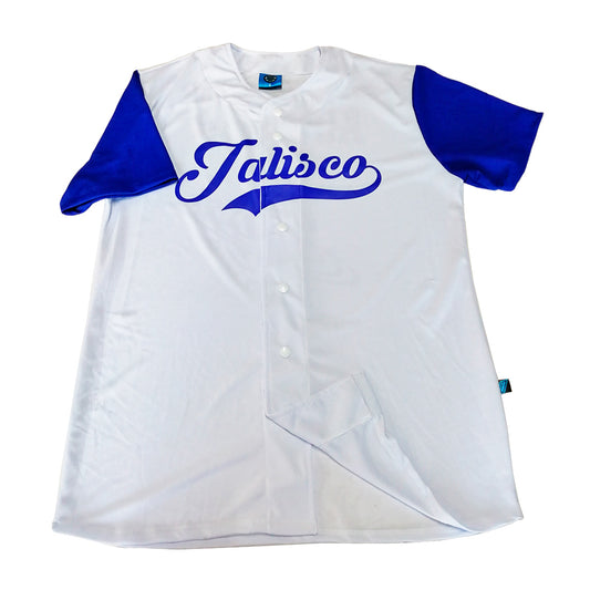 jersey blanco y azul hombre personalizado beisbol