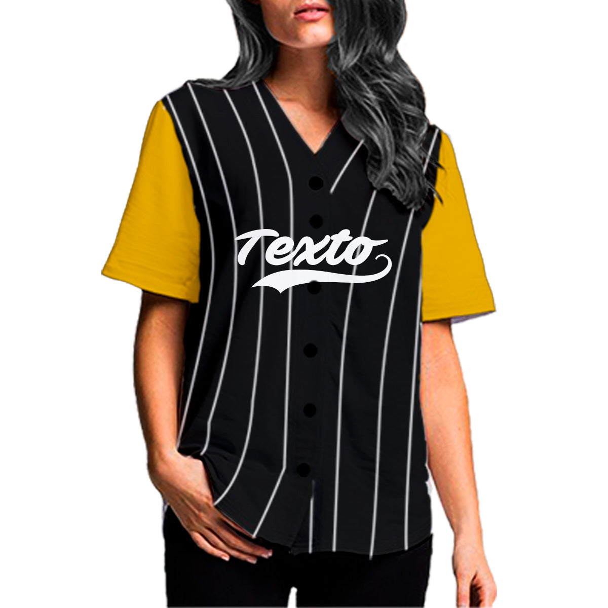 jersey beisbol negro rayado amarillo