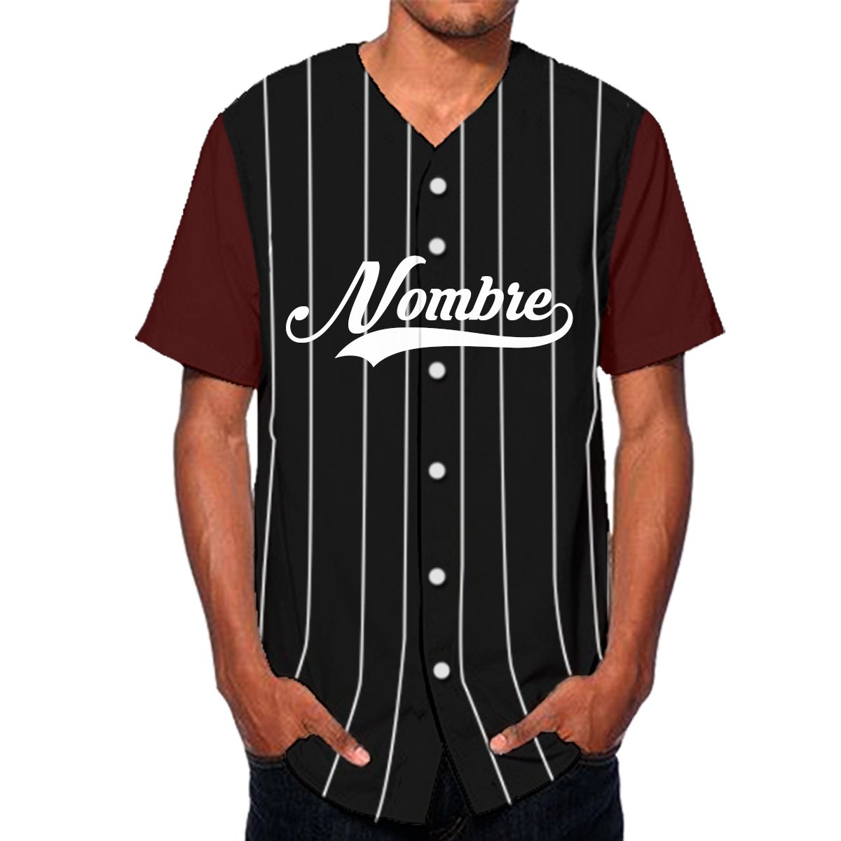 jersey rayas negro y tinto beisbol personalizado