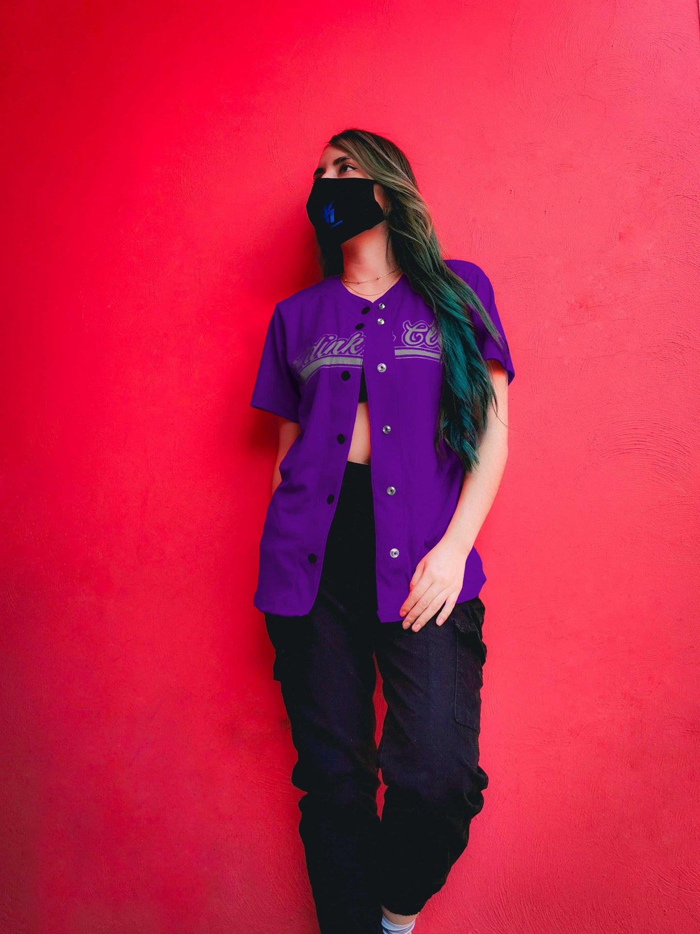 jersey beisbol morado dama reflejante