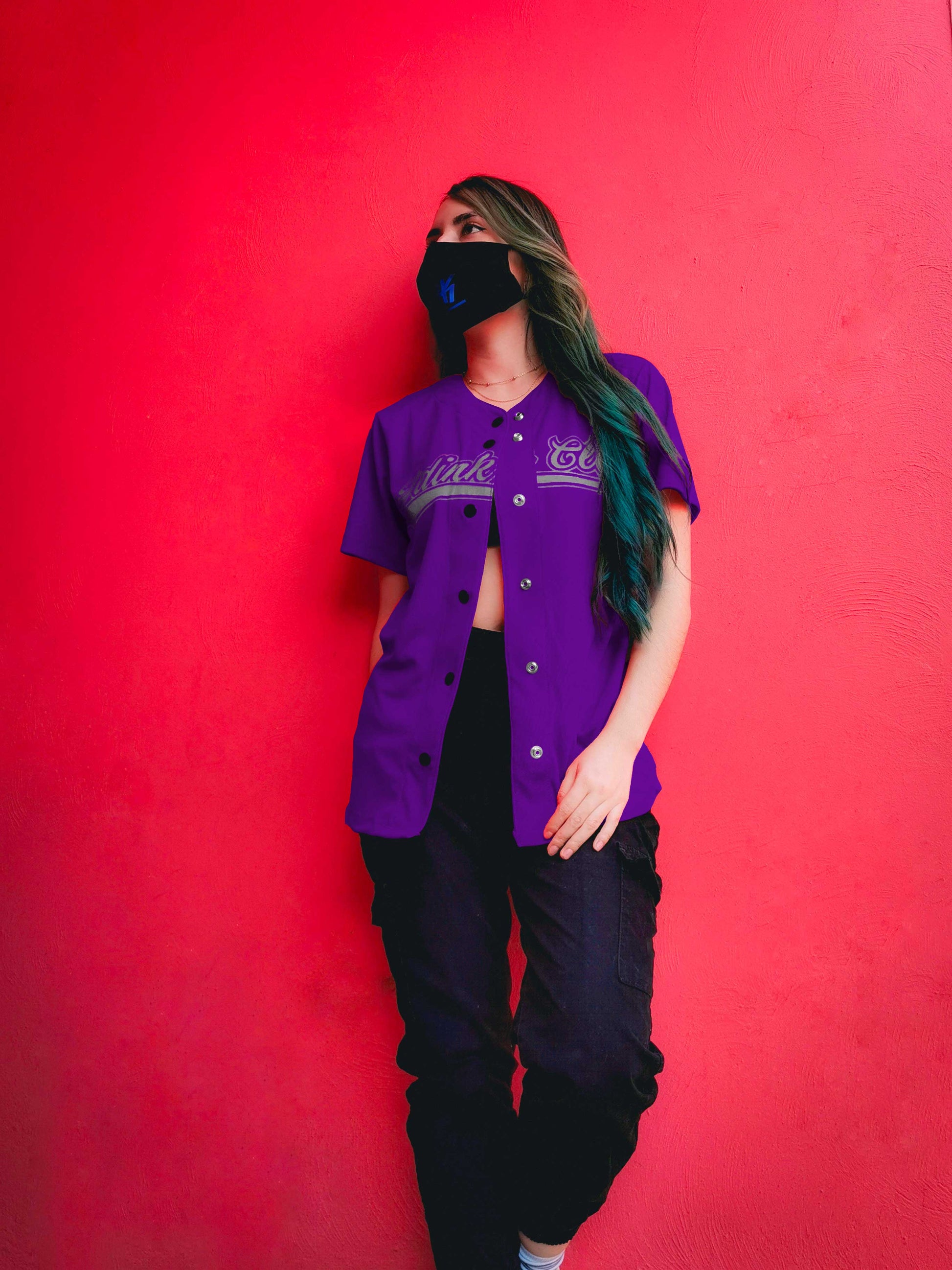 jersey beisbol morado dama reflejante