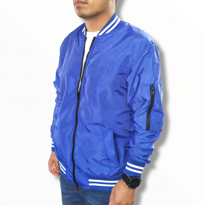 impermeable chamarra bomber azul