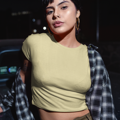 crop top dama crema beige