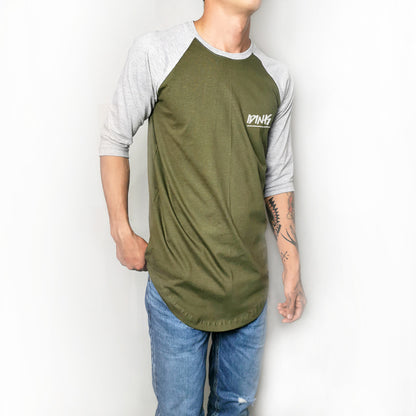 Playera Raglan Long Fit Verde Gris