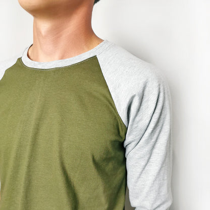 Playera Raglan Long Fit Verde Gris